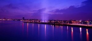 Spectra by Ryoji Ikeda, Amsterdam Java Island Installation, Early Evening